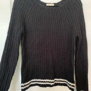 Black knit with white stripes